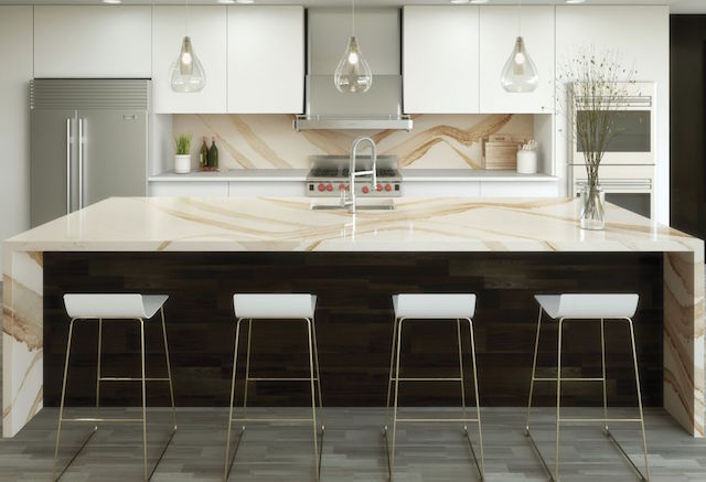 Maple cabinets topped with Cambria quartz