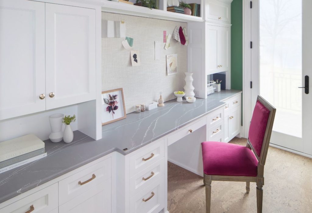 Quartz countertop on desk