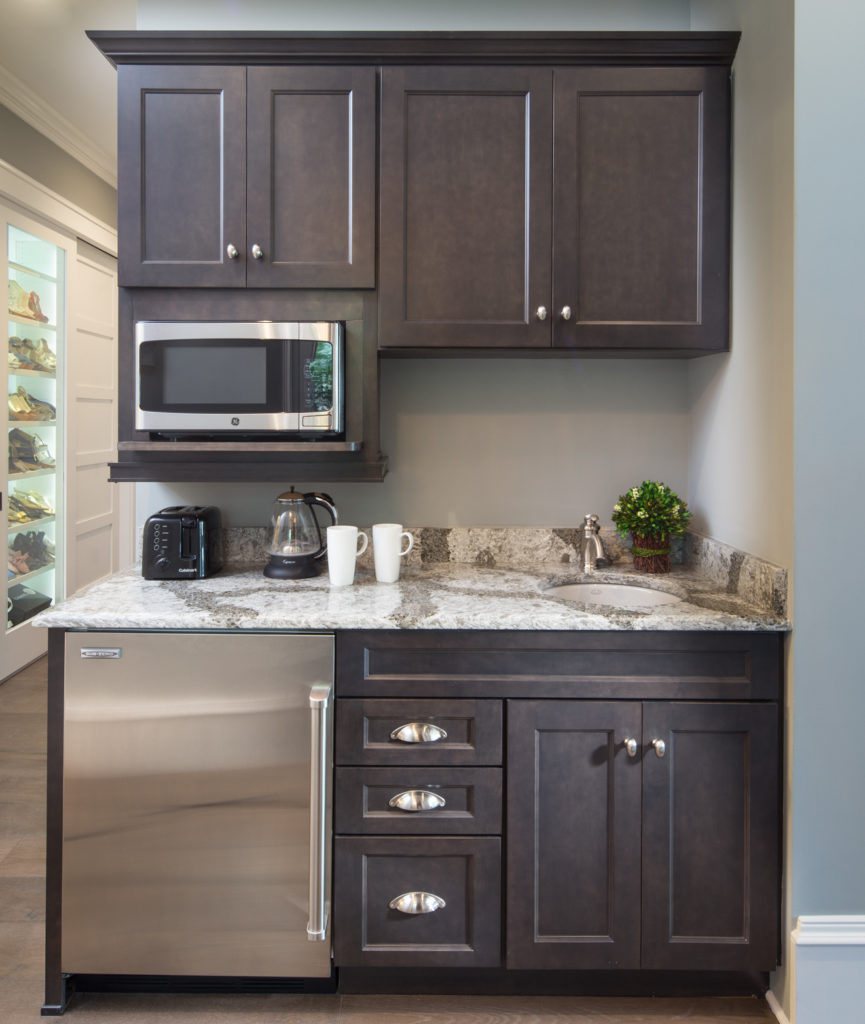 Mission style custom cabinets topped off with Cambria quartz countertop in Galloway design 