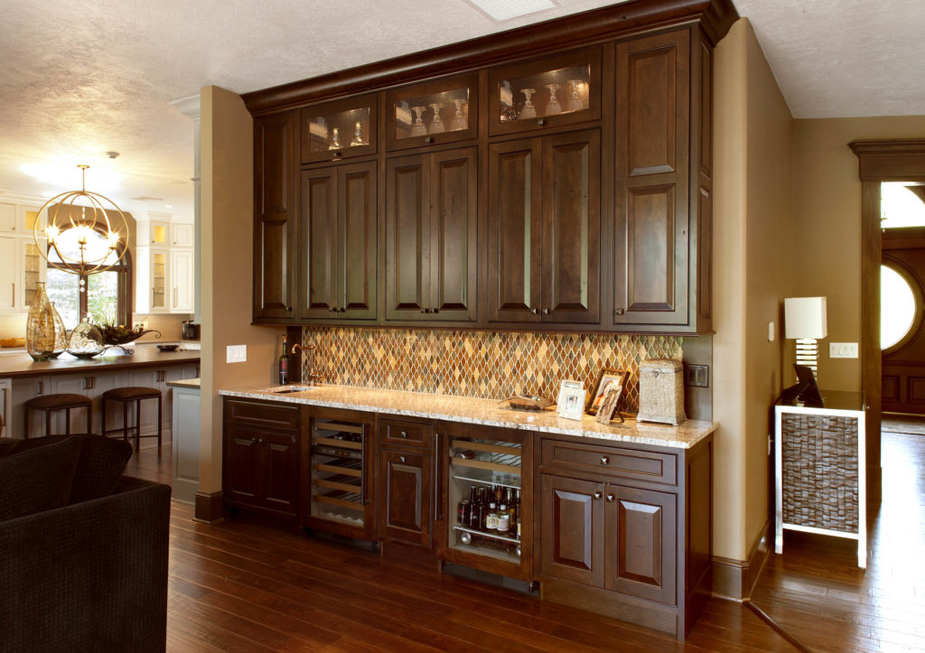 wine bar with wet bar and coolers