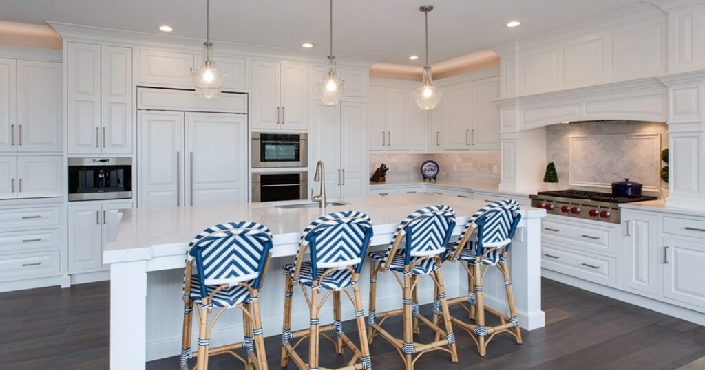 white modern cabinetry with kitchen island