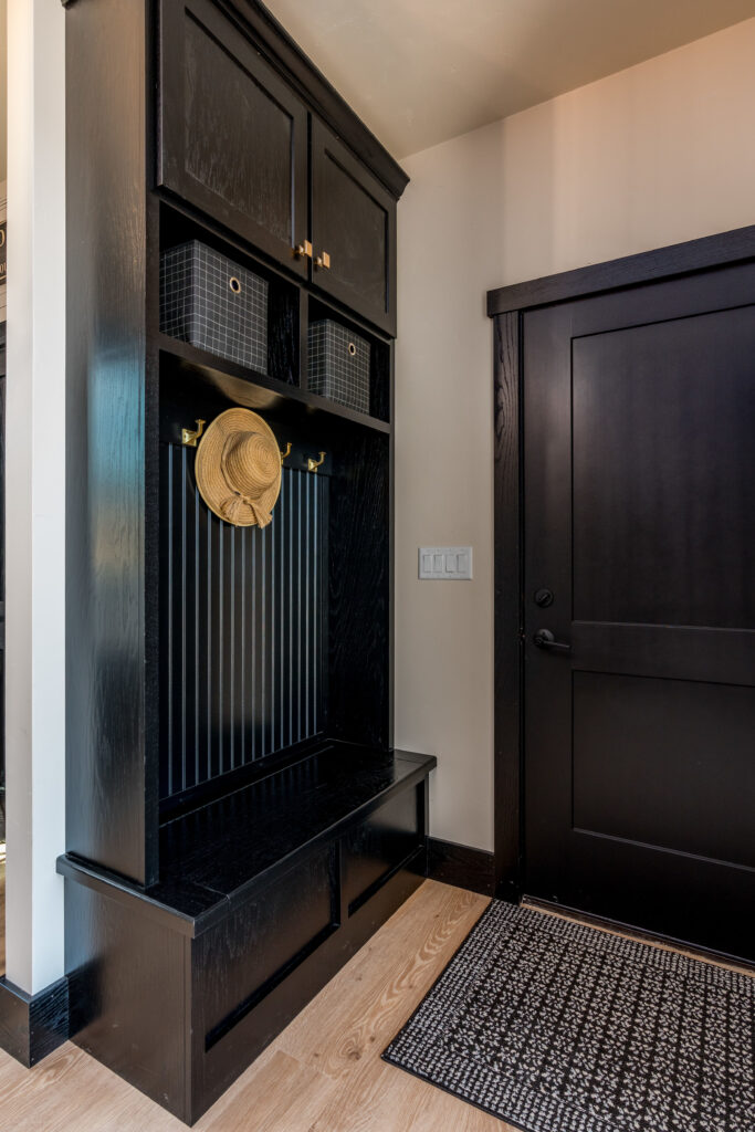 Entryway storage cabinet for a mudroom