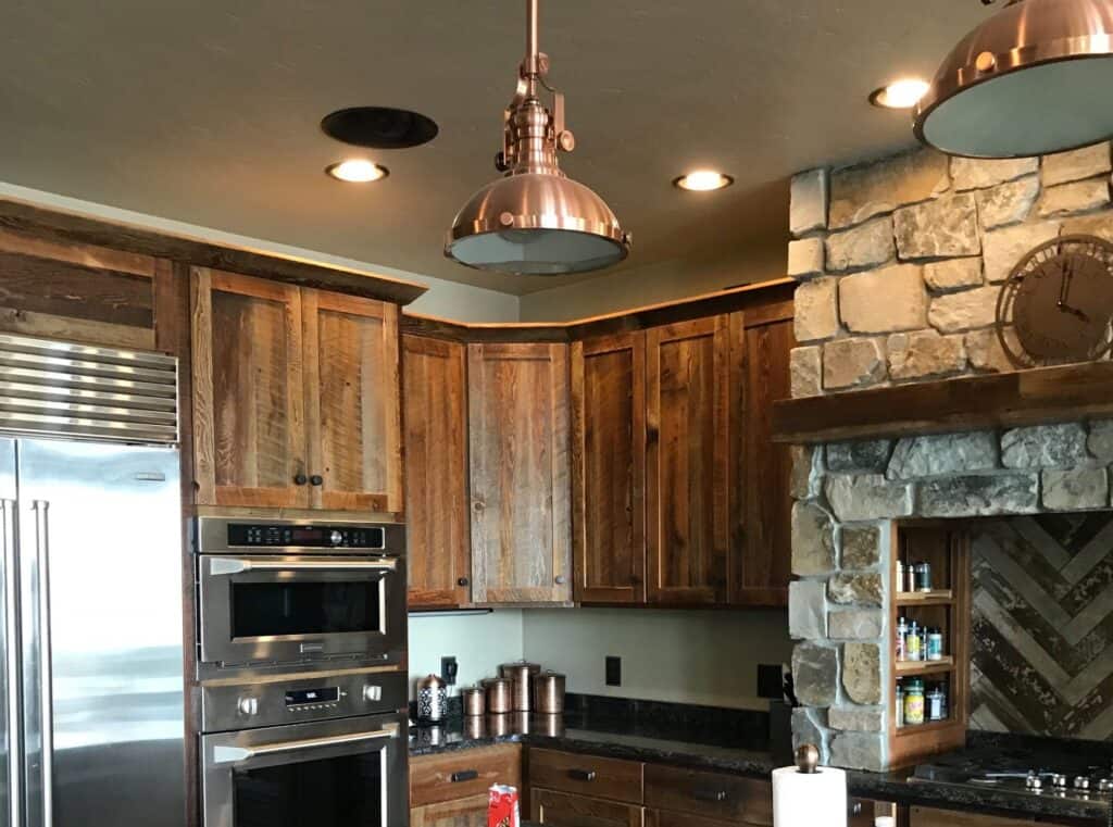Reclaimed wood kitchen cabinets